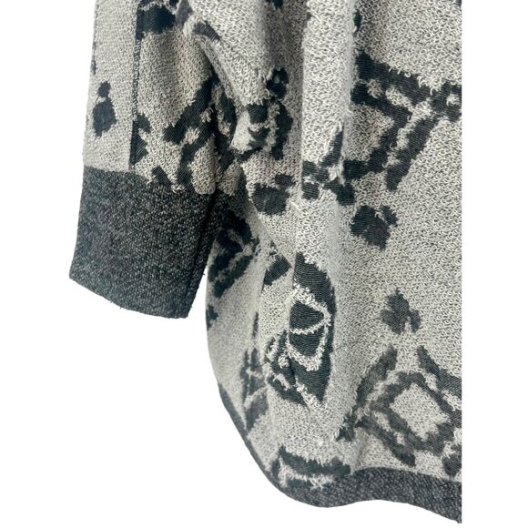 Abercrombie Gray Aztec Open Front Hooded Relaxed Fit Light Knit Cardigan M/L - Picture 9 of 12